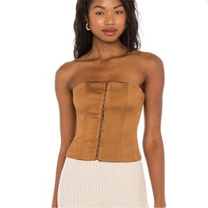 Danielle Guizio Satin Corset Top in
Brown EUC